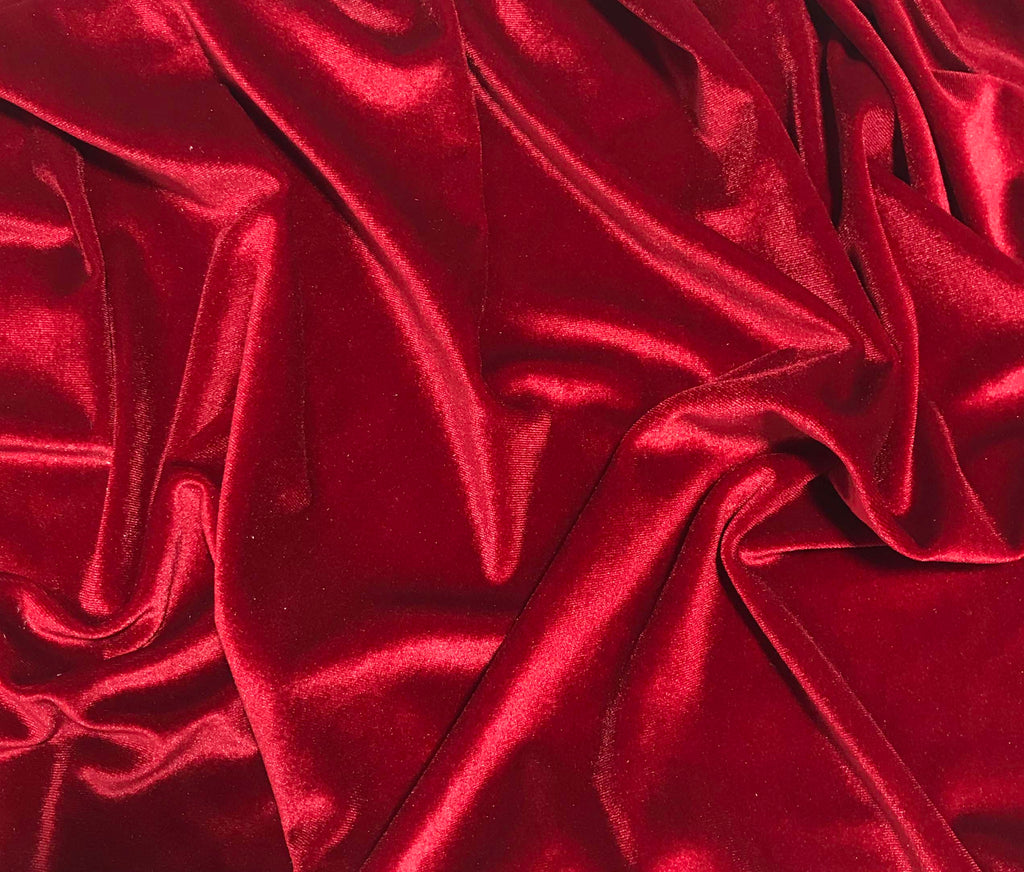 Deep Red - Stretch Polyester Velvet Fabric 29"x63" Remnant