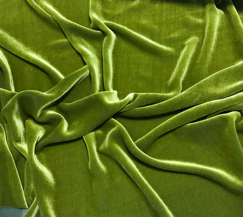 Iridescent Yellow Green - Silk Velvet - 3.5"x85" Remnant