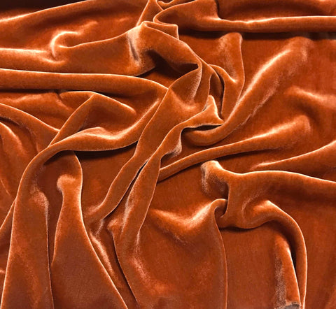Iridescent Pumpkin Orange - Silk Velvet - 6"x44" Remnant