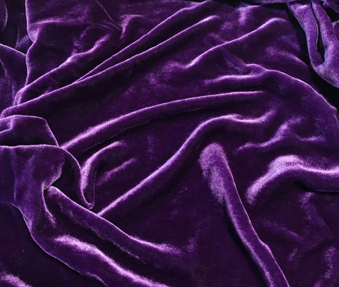 Amethyst Purple  - Hand Dyed Silk Velvet - 11"x18"Remnant