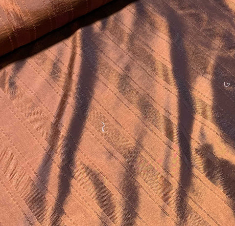 25.5"x58" Remnant - Orange Copper Stripe - Faux Silk Taffeta Fabric