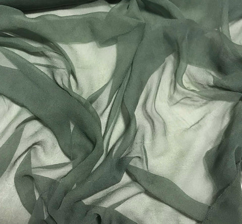 Moss Green - 3mm Hand Dyed Silk Gauze Chiffon - 9"x41" Remnant