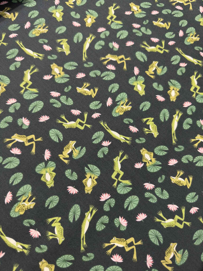 Frogs and Lily Pads - On The Lake by Lewis & Irene 100% Cotton Fabric