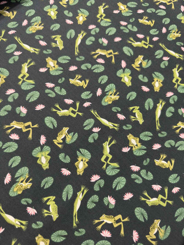 Frogs and Lily Pads - On The Lake by Lewis & Irene 100% Cotton Fabric