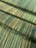 Gold Metallic Stripe on Green Batik 100% Cotton Fabric