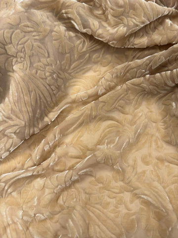 Golden Brown Floral - Hand Dyed Burnout Silk Velvet