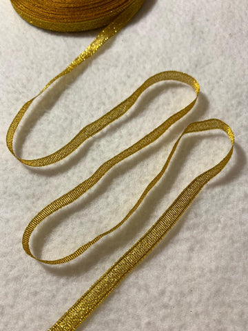 Metallic Gold Sparkle Tulle Ribbon - 1/4" wide - 5 Yards