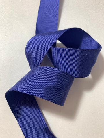 Royal Blue Vintage Grayblock Grosgrain Ribbon Trim 1.5"x 2.5 Yards Rayon/Cotton