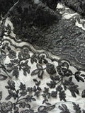 Black Floral Lace Embroidered Organza Fabric