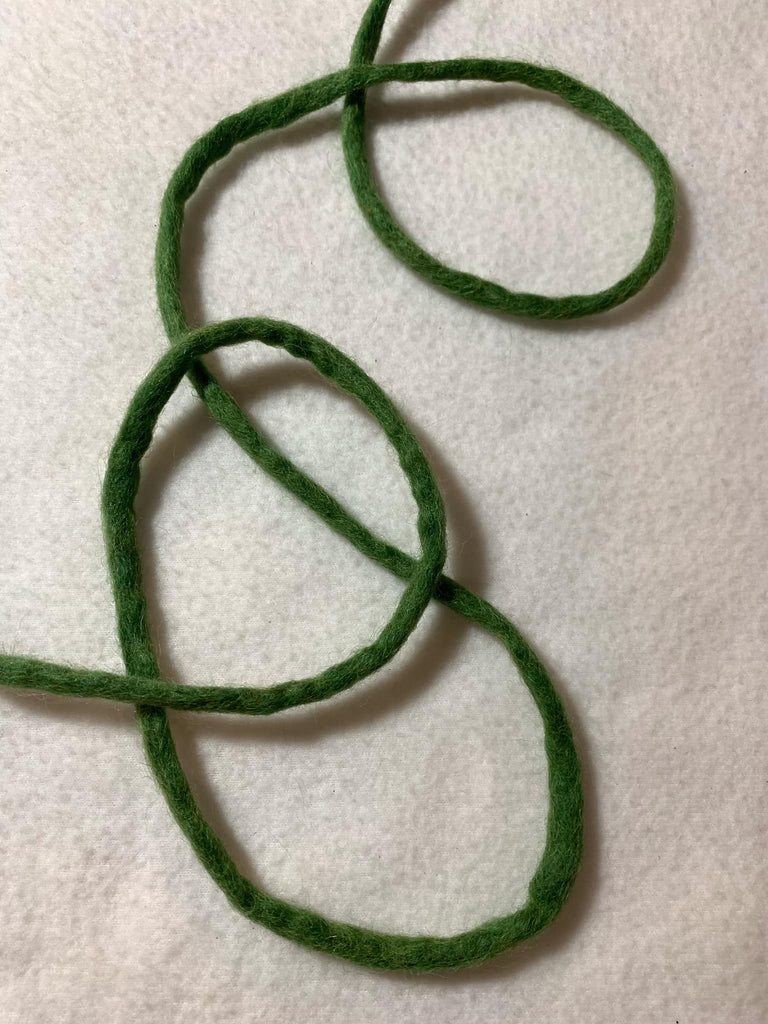 Moss Green Wool Felt Cord Ribbon Trim 1/4"x 3 Yards