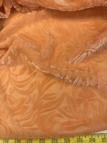 Persimmon Orange Floral - Hand Dyed Burnout Silk Velvet