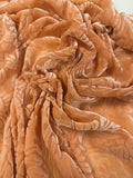Persimmon Orange Floral - Hand Dyed Burnout Silk Velvet