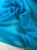 Bright Turquoise Blue - Crinkle Silk Chiffon Fabric