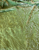 Apple Green Floral - Hand Dyed Burnout Silk Velvet