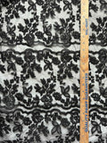 Black Floral Lace Embroidered Organza Fabric