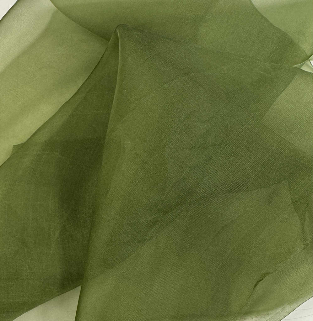 Avocado Green - Hand Dyed Silk Organza