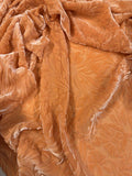 Persimmon Orange Floral - Hand Dyed Burnout Silk Velvet