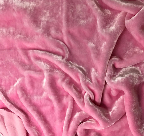 Ballerina Pink - Hand Dyed Very Plush Silk Velvet - 8"x18" Remnant
