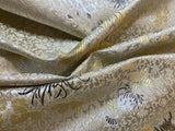White & Gold Mums Floral - Silk Brocade Fabric