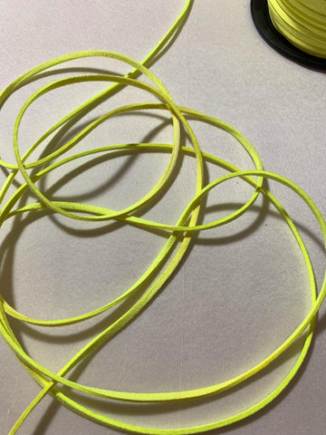 Neon Yellow Faux Suede Leather Cording Cord Trim 1/8"x 10 Yards