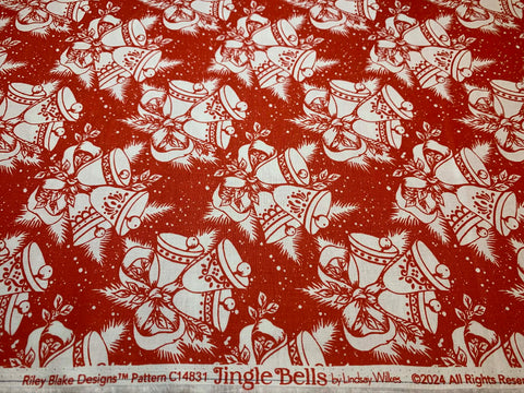 Jingle Bells Red by Riley Blake Lindsay Wilkes 100% Cotton Fabric Retro Christmas