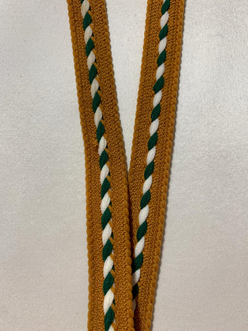 Vintage Caramel & Forest Green Groovy Woven Ribbon Trim 11/16" wide -3.5 Yards-