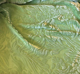 Apple Green Floral - Hand Dyed Burnout Silk Velvet