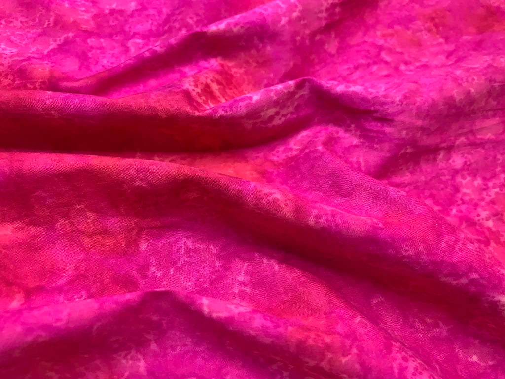 Fuchsia Pink Batik Cotton Fabric Vintage 90s OOP