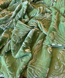 Apple Green Floral - Hand Dyed Burnout Silk Velvet