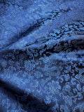 Navy Blue Dragons - Silk Brocade Fabric