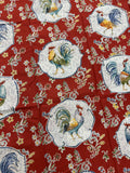 Red Roosters Morning Bloom Farmhouse Barn by Wild Apple 100% Cotton Fabric