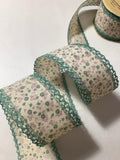 Sage & Lavender Calico Floral w/ Lace Edge Craft or Floral Ribbon 2 5/8" wide x 2 Yards