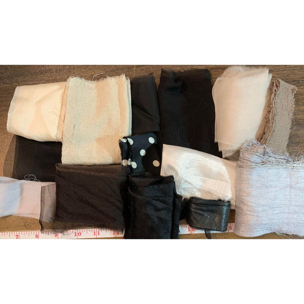 Silk Fabric Remnant Lot Scrap Bag #12 (14 Pieces)