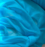 Bright Turquoise Blue - Crinkle Silk Chiffon Fabric