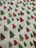 Metallic Christmas Trees on Natural by Fabric Traditions 100% Cotton Fabric
