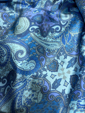 Blue & Turquoise Paisley - Silk Charmeuse