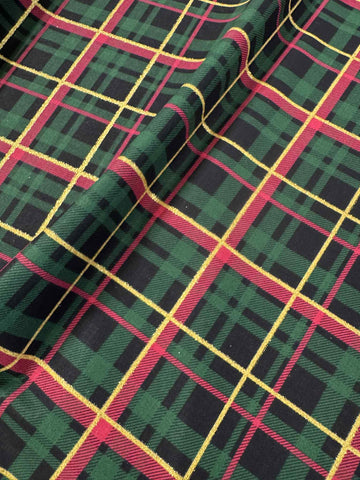 Glitter Christmas Plaid by Fabric Traditions Red Green & Gold 100% Cotton Fabric