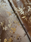 Brown & Gold Bamboo and Medallions - Silk Brocade Fabric
