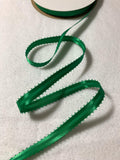 Emerald Green Double Sided Satin Ribbon Picot Edge - 7/16" wide - 5 Yards