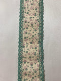 Sage & Lavender Calico Floral w/ Lace Edge Craft or Floral Ribbon 2 5/8" wide x 2 Yards