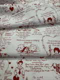 All My Heart by Riley Blake J Wecker Frisch 100% Cotton Fabric Retro  Valentine's Day