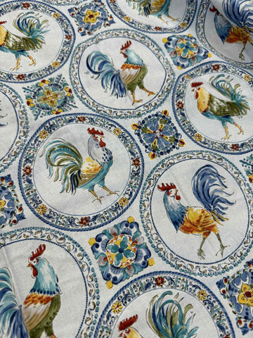 Roosters Morning Bloom Farmhouse Barn by Wild Apple 100% Cotton Fabric