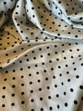 Ecru & Black 3/16" Polka Dots - Hand Dyed Silk Charmeuse Fabric
