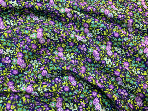 Small Scale Purple & Green Floral by Fabric Traditions Cotton Fabric
