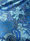 Blue & Turquoise Paisley - Silk Charmeuse