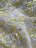 Yellow & White Floral Embroidered Organza Fabric