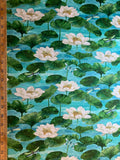 Water Lilies Turquoise, Tranquil Waters by Deborah Edwards for Northcott Cotton Fabric DP27208-68