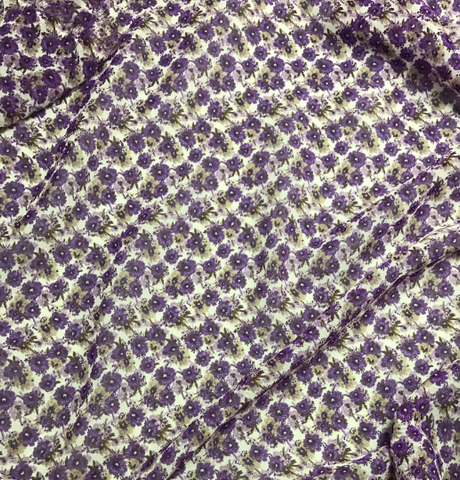Purple Floral - Polyester Chiffon Fabric 48"x58" Remnant