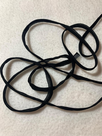 Black Gauzy Cotton Tubular Spaghetti Strap Cording Trim - 1/4" x 10 Yards