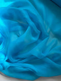 Bright Turquoise Blue - Crinkle Silk Chiffon Fabric